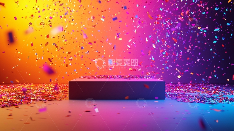 高清大图下载【趣麦麦图】彩带飘落舞台背景