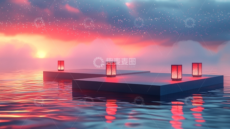 高清大图下载【趣麦麦图】梦幻唯美的日落海景