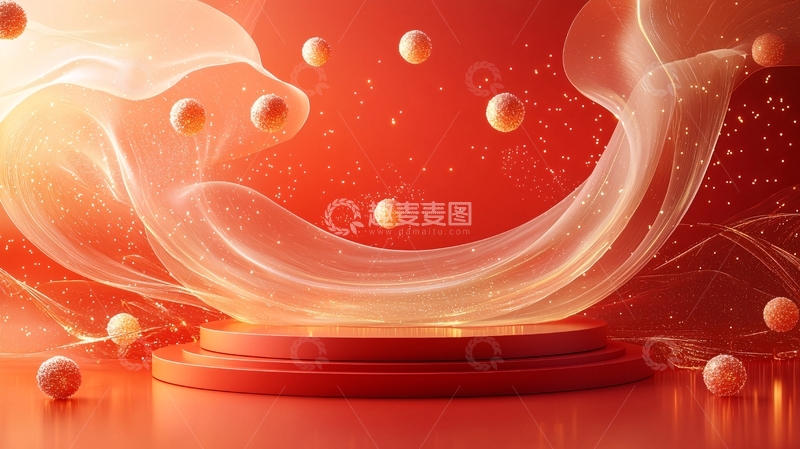 高清大图下载【趣麦麦图】红色流体舞台