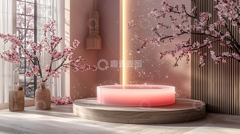 高清大图下载【趣麦麦图】粉色圆形展示台1