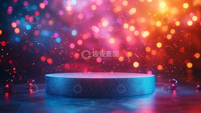 高清大图下载【趣麦麦图】炫彩灯光背景圆形展示台