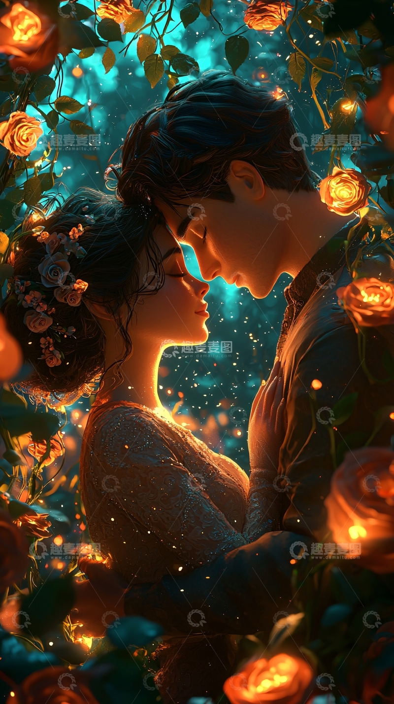 高清大图下载【趣麦麦图】浪漫情侣拥抱