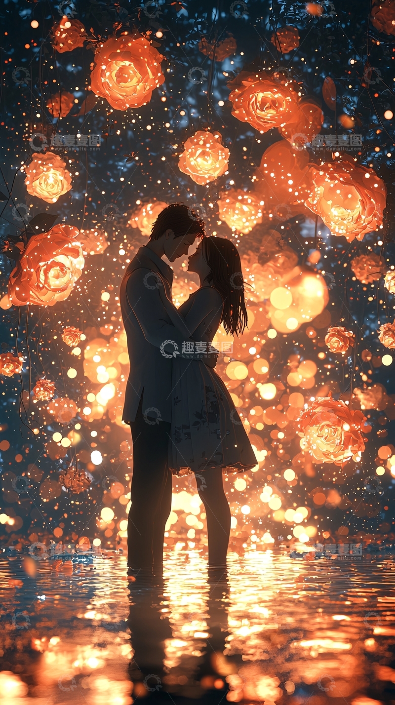 高清大图下载【趣麦麦图】浪漫情侣拥抱