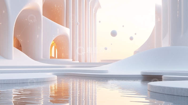 高清大图下载【趣麦麦图】极简主义白色未来建筑