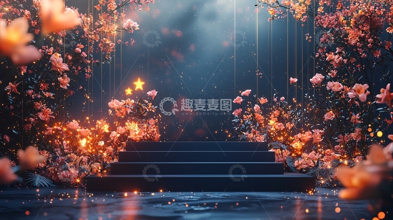 高清大图下载【趣麦麦图】-梦幻花海台阶