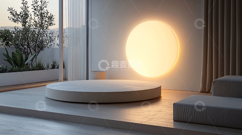 高清大图下载【趣麦麦图】极简风格圆形灯具背景