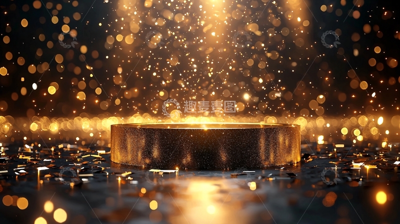 高清大图下载【趣麦麦图】金色粒子舞台背景