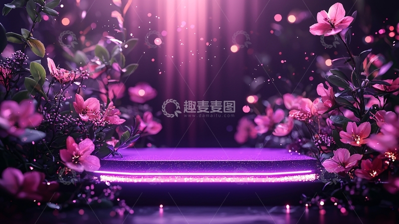 高清大图下载【趣麦麦图】紫色花卉环绕的平台