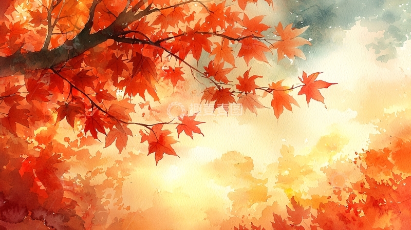 高清大图下载【趣麦麦图】秋日红枫树枝