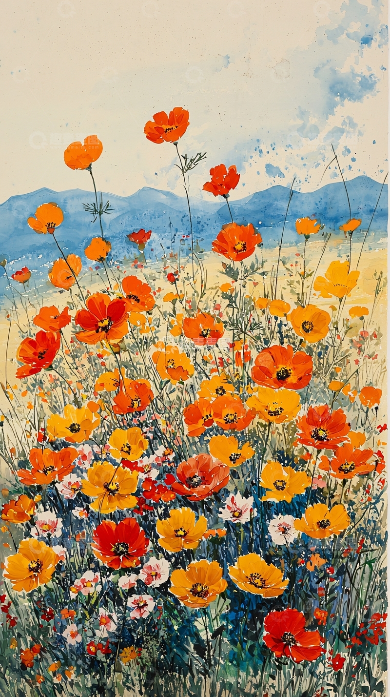 高清大图下载【趣麦麦图】水彩花田