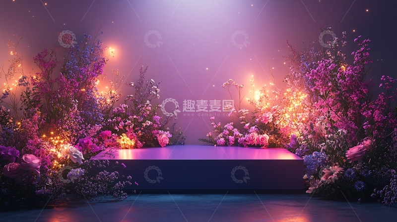 高清大图下载【趣麦麦图】梦幻紫色花卉舞台