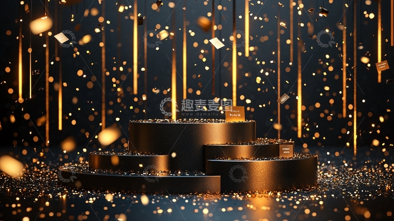 高清大图下载【趣麦麦图】黑色金色圆形展台