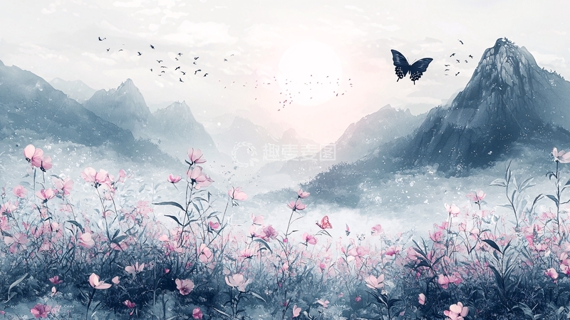 高清大图下载【趣麦麦图】梦幻山谷花海