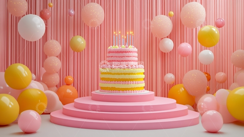 高清大图下载【趣麦麦图】粉色系双层蛋糕