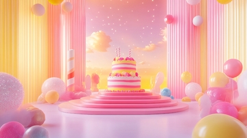 粉色梦幻生日蛋糕