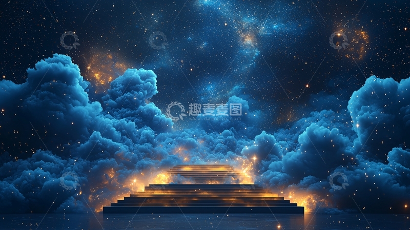 高清大图下载【趣麦麦图】云端阶梯