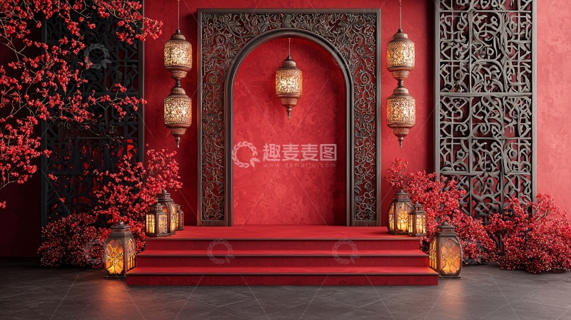 高清大图下载【趣麦麦图】红色背景