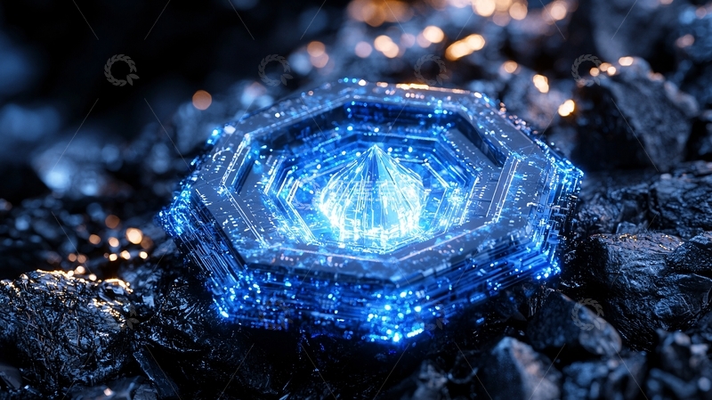 高清大图下载【趣麦麦图】黑暗中闪烁的蓝色晶体