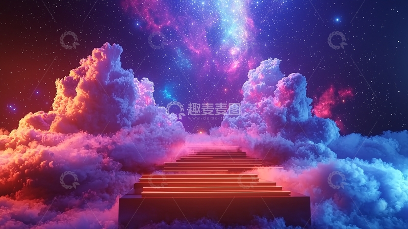 高清大图下载【趣麦麦图】云端阶梯