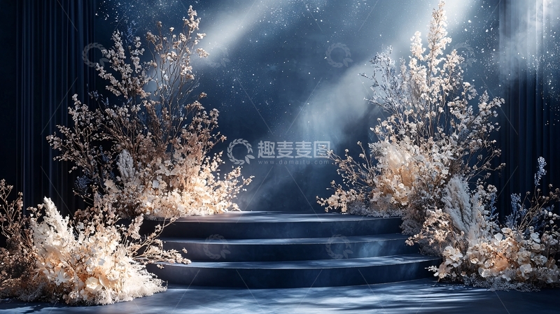 高清大图下载【趣麦麦图】梦幻蓝色阶梯背景