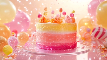 粉色渐变生日蛋糕