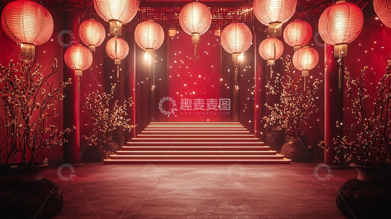 高清大图下载【趣麦麦图】红灯笼中式背景