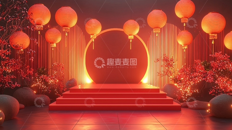 高清大图下载【趣麦麦图】中式红灯笼背景