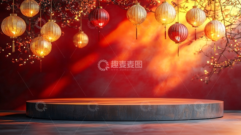 高清大图下载【趣麦麦图】中式圆形展示台