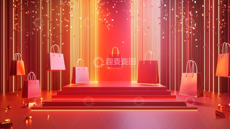 高清大图下载【趣麦麦图】红色购物袋