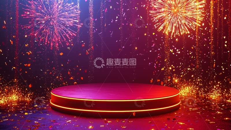高清大图下载【趣麦麦图】绚丽烟火舞台背景