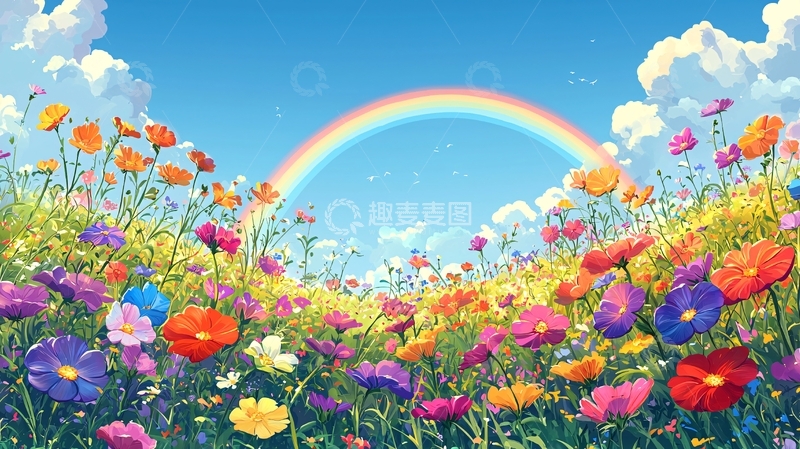 高清大图下载【趣麦麦图】彩虹花田