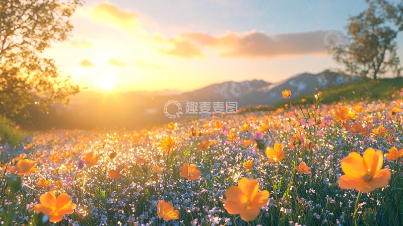 高清大图下载【趣麦麦图】日出花海