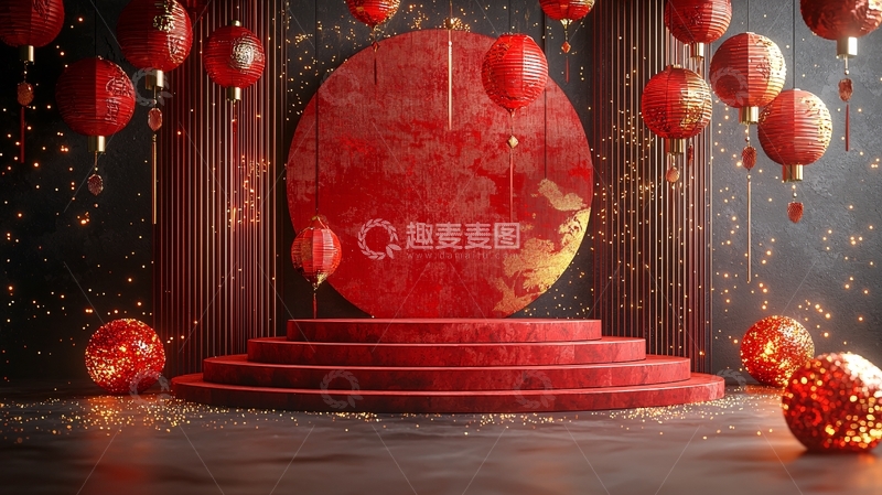 高清大图下载【趣麦麦图】红色圆形背景