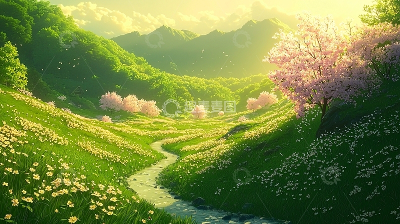 高清大图下载【趣麦麦图】春日山谷