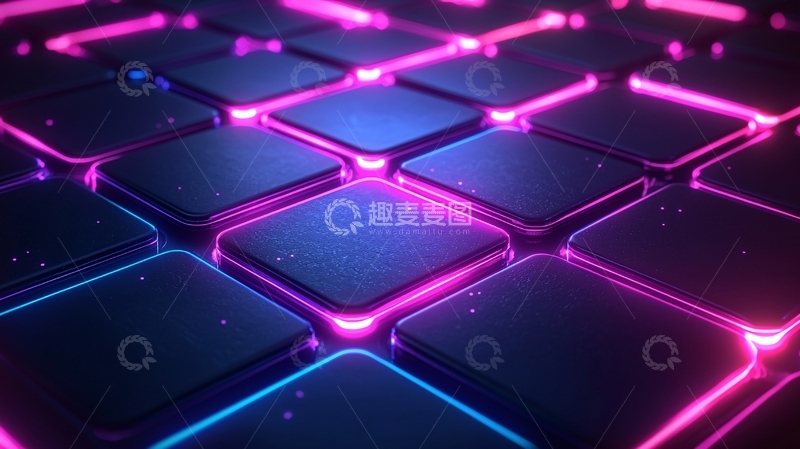 高清大图下载【趣麦麦图】霓虹灯方块背景