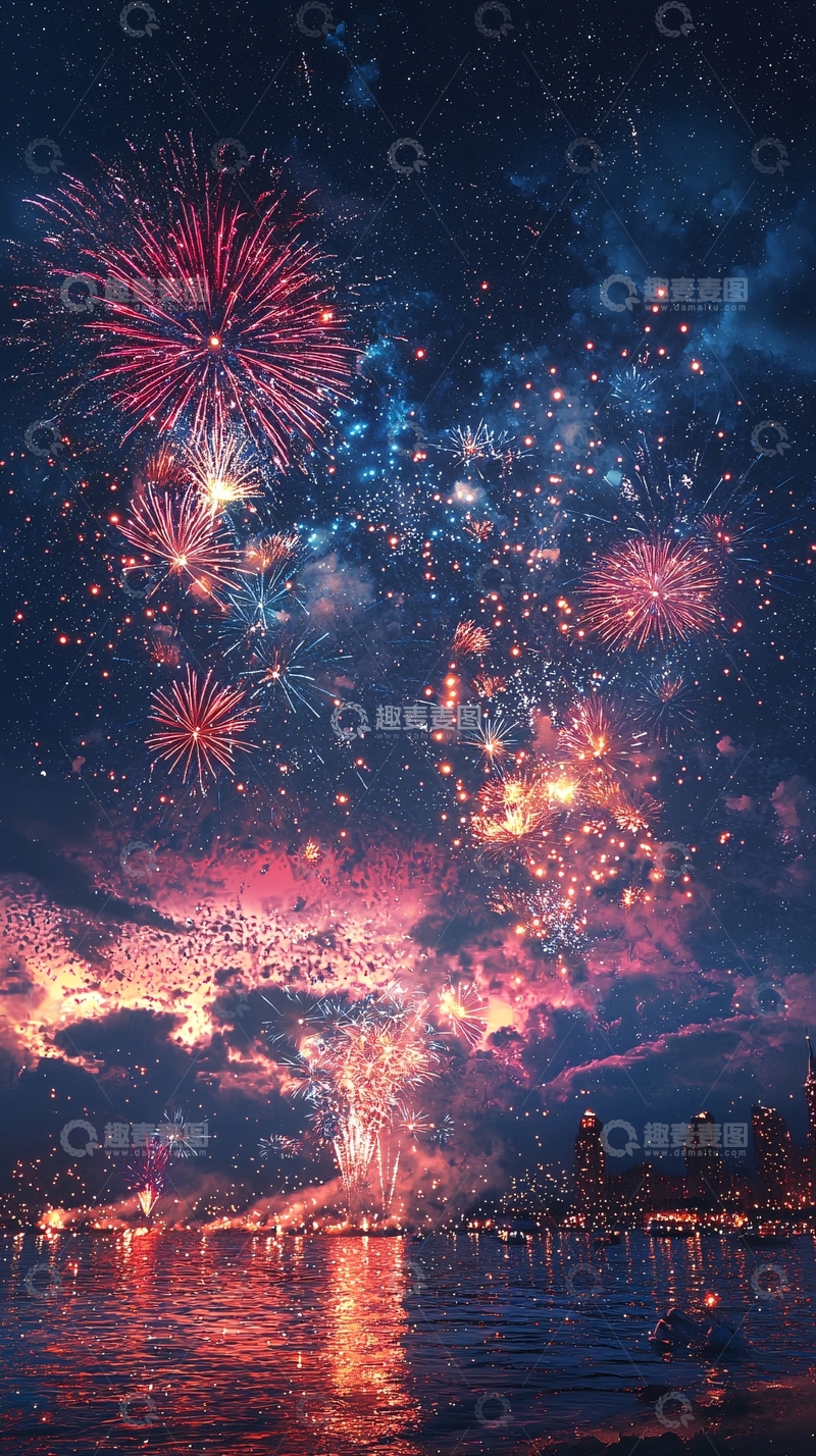 高清大图下载【趣麦麦图】星空烟花夜景