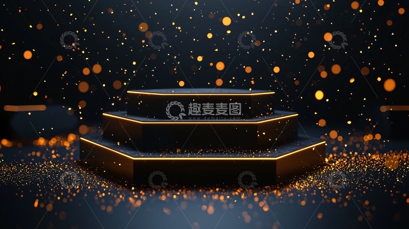 高清大图下载【趣麦麦图】黑色六边形展示台