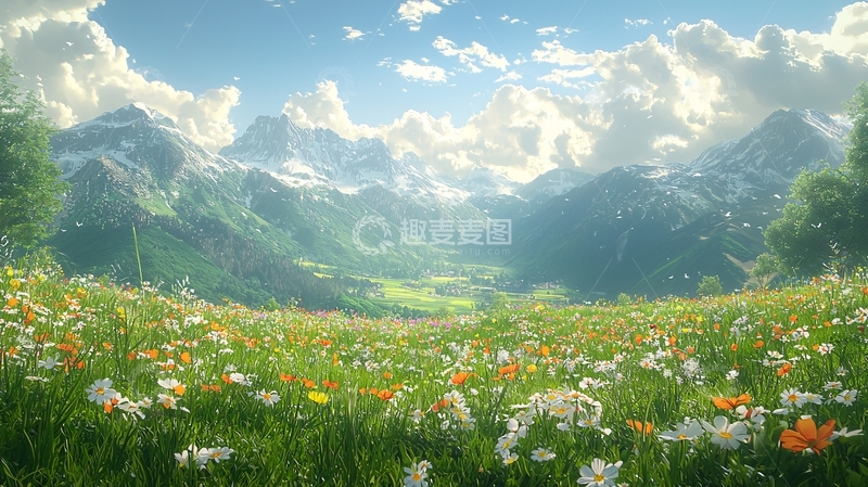 高清大图下载【趣麦麦图】高山花海