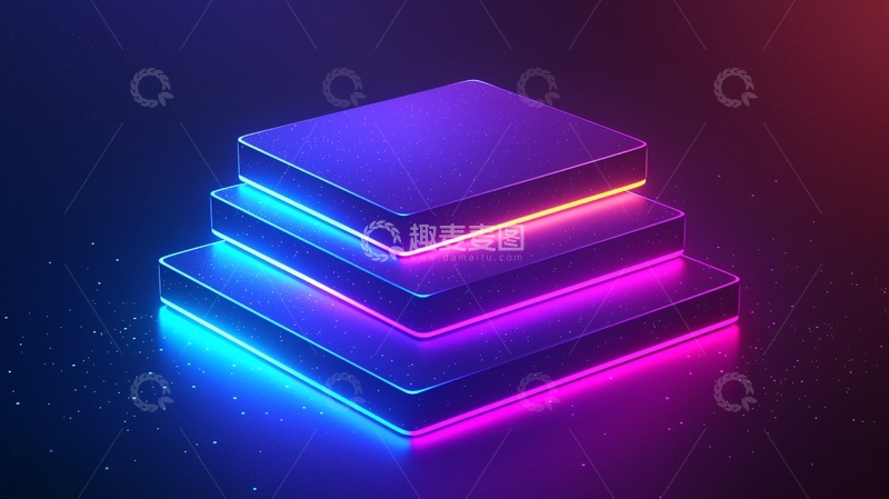 高清大图下载【趣麦麦图】霓虹灯立方体堆叠