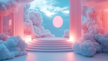 梦幻粉色云朵舞台