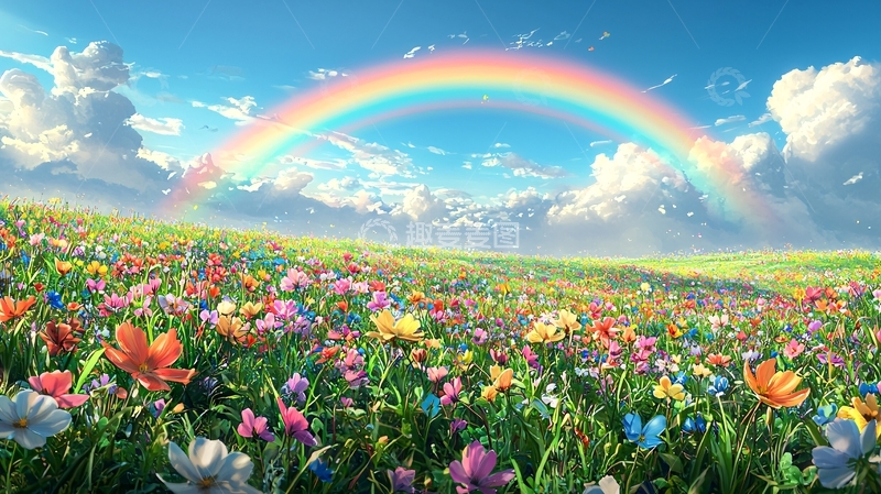 高清大图下载【趣麦麦图】彩虹花田