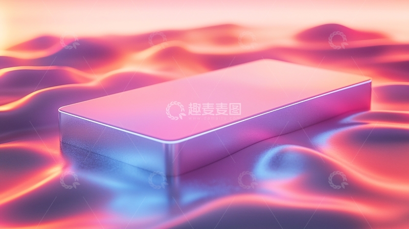 高清大图下载【趣麦麦图】粉色长方体在波浪上