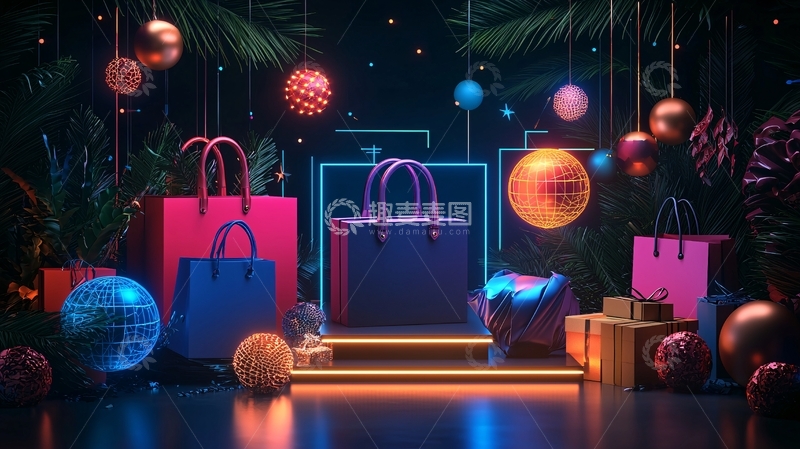 高清大图下载【趣麦麦图】梦幻圣诞购物季