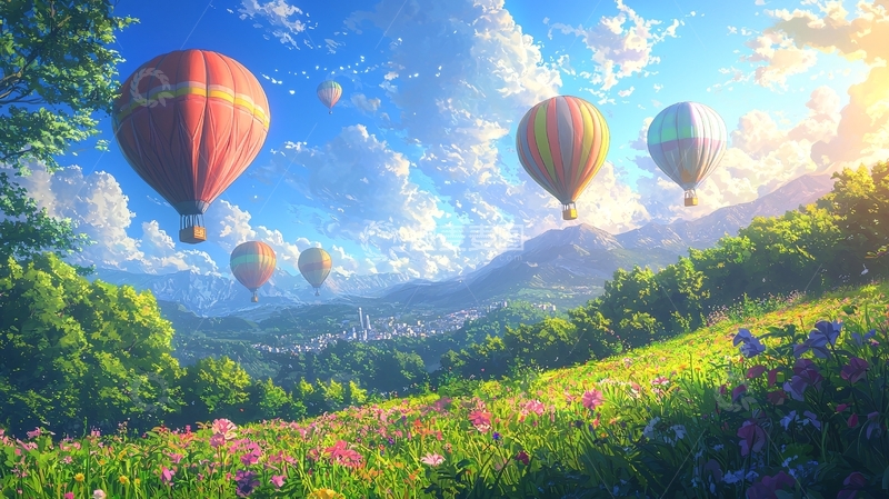 高清大图下载【趣麦麦图】热气球