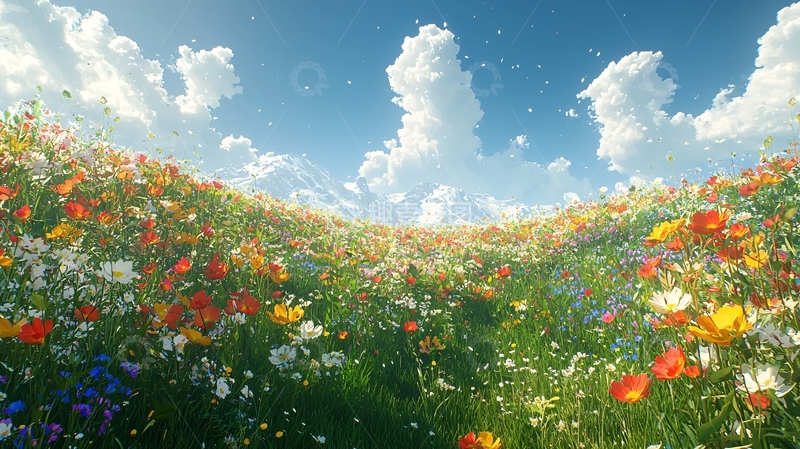 高清大图下载【趣麦麦图】阳光明媚的花海