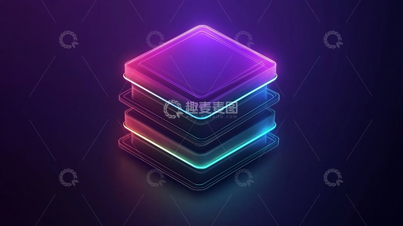 高清大图下载【趣麦麦图】霓虹灯方块堆叠