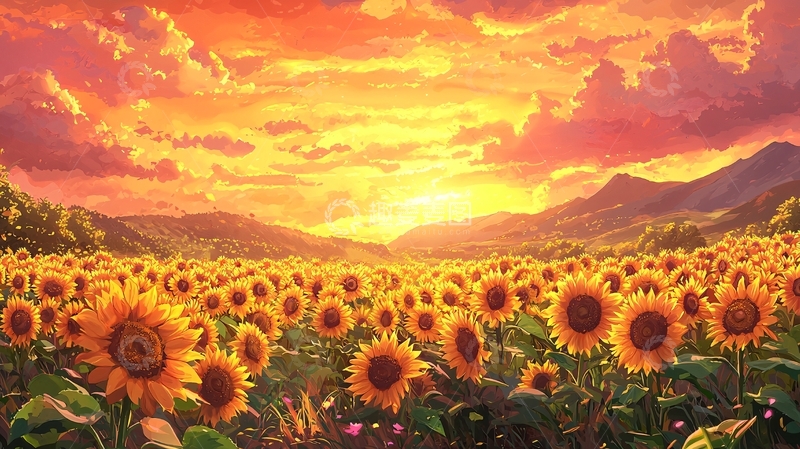 高清大图下载【趣麦麦图】向日葵田