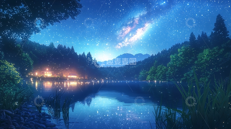 高清大图下载【趣麦麦图】星空湖泊夜景