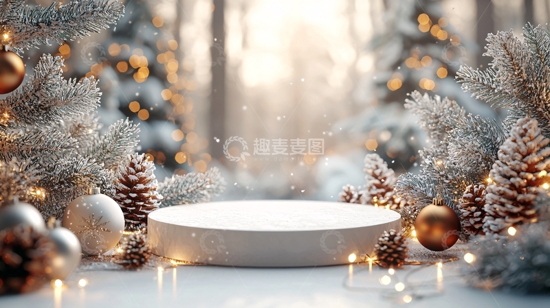高清大图下载【趣麦麦图】冬日森林雪景产品展示台