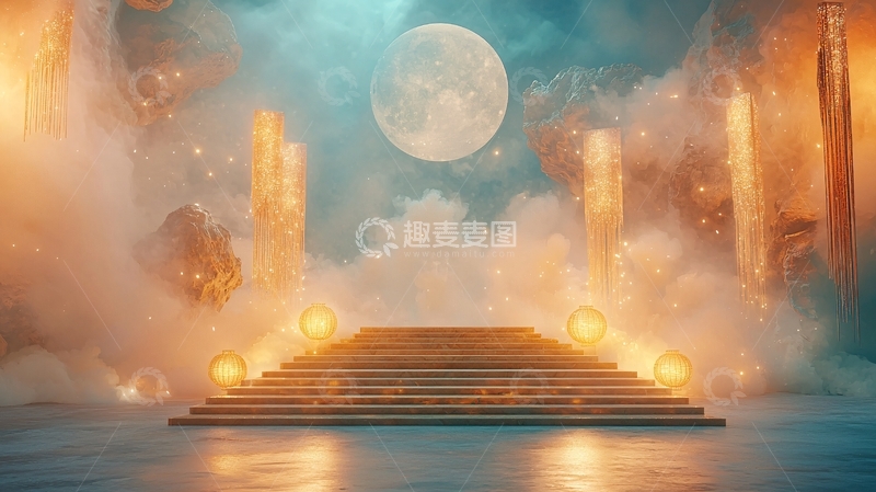 高清大图下载【趣麦麦图】梦幻月光阶梯